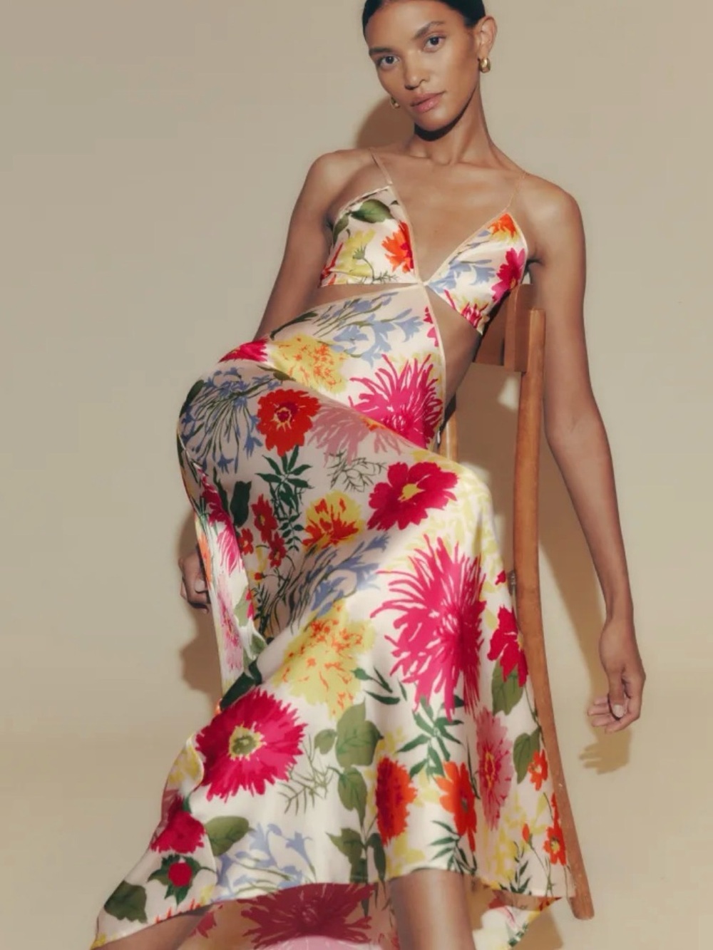 Reformation Floral Slip Maxi Dress in Multi-Color